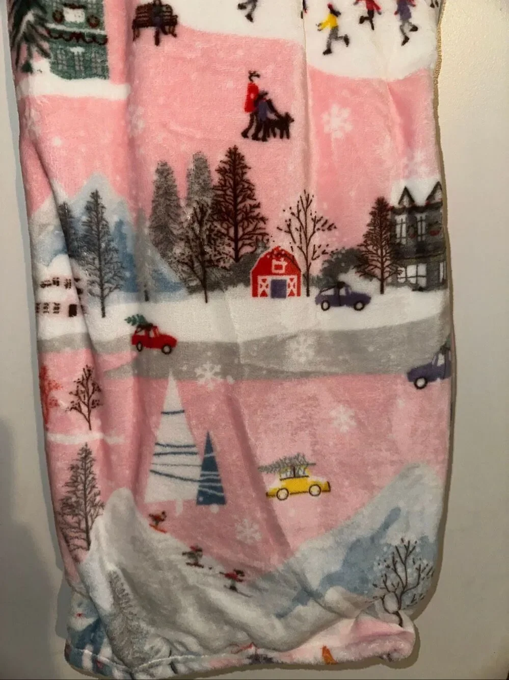 Christmas Farmhouse Luxury Velvet plush Throw Blanket Barbie Pink Christmas tree